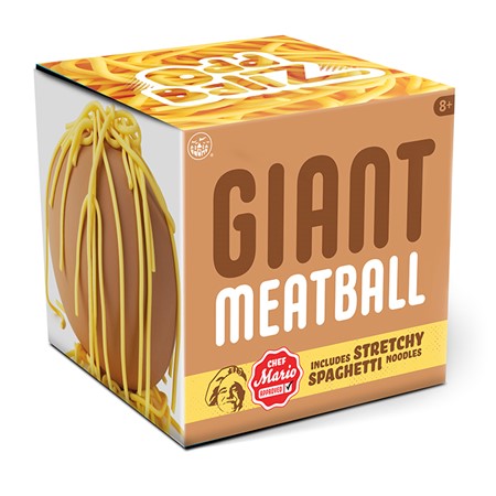 Image shows the packaging for the giant meatball