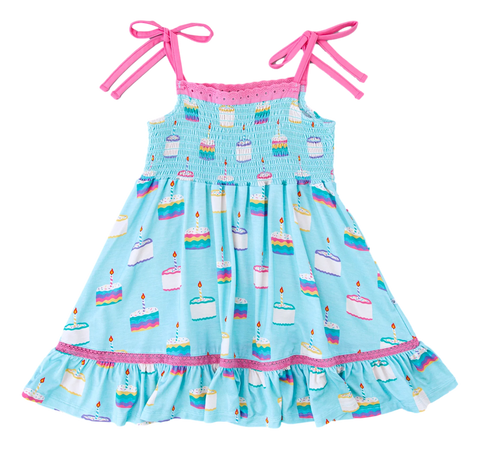 Birdie Bean 6T Smocked Birdie Dress - Comfortable, Lightweight, and Made from Bamboo Viscose and Spandex - Smocked Detail, Functional Ties, Machine Birdie Bean 6T Smocked Birdie Dress - Comfortable, Lightweight, and Made from Bamboo Viscose and Spandex - Smocked Detail, Functional Ties, Machine