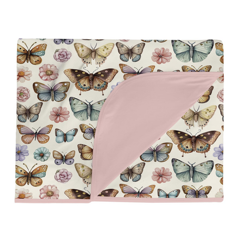 Double Layer Throw Blanket - Botanical Butterflies