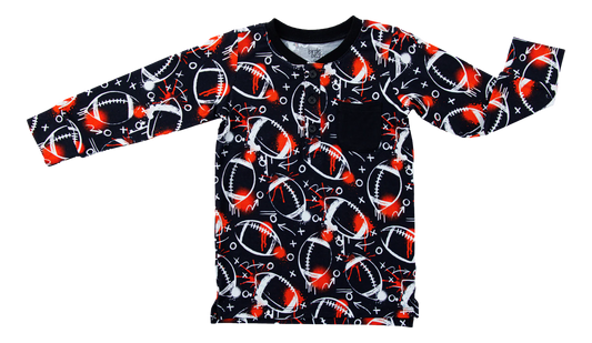 Henley T-Shirt - Graffiti Football Black & Orange