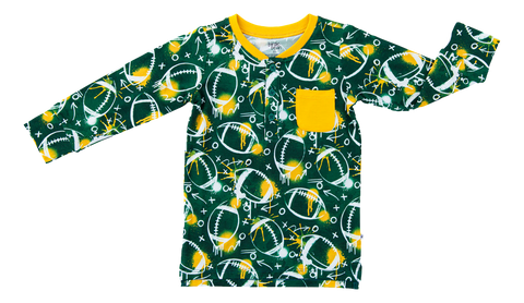 Henley T-Shirt - Graffiti Football Green & Yellow