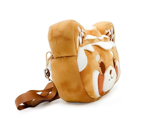 Image shows a side angle view of the cinnamon roll Red Panda bag