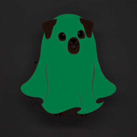 Image shows the glow in the dark version of the bag. The ghost costume glows.