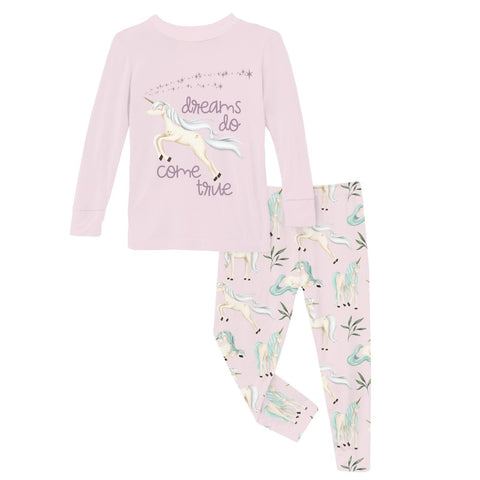 2 Piece Pajamas (Long Sleeve) - Shrinking Violet Sleeping Unicorns