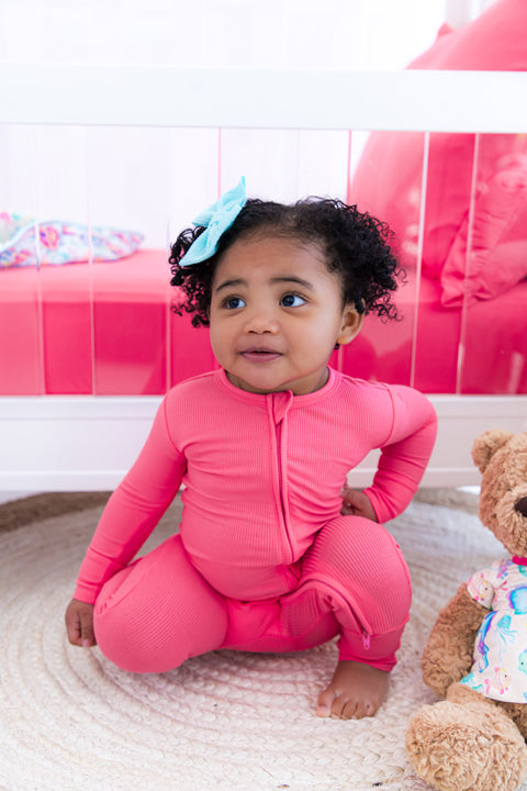 Ribbed Convertible Romper - Strawberry