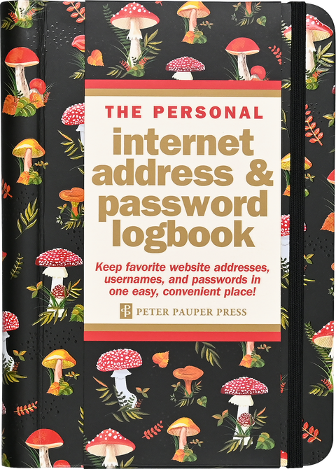 Image shows a mushroom cover for an internet address & password logbook