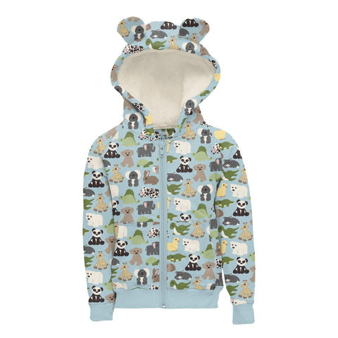 Fleece Hoodie with Ears (Full Zip) - Spring Sky Too Many Stuffies