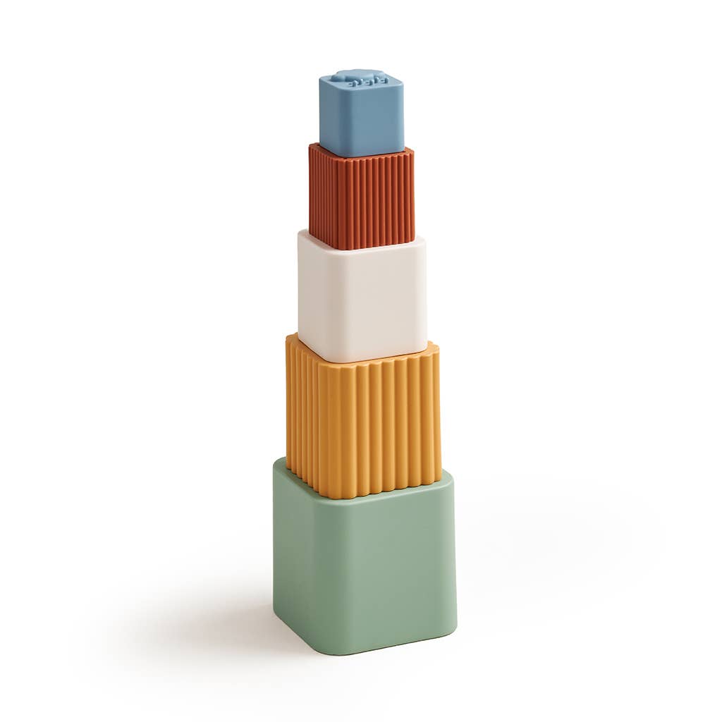 Image shows silicone blocks stacked into a tower