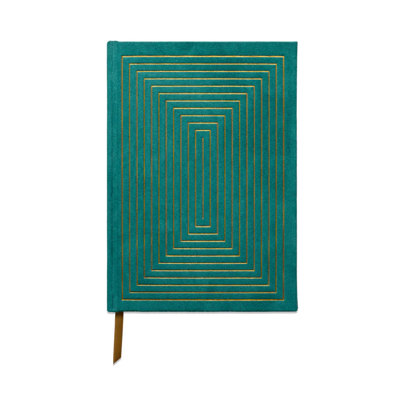 Journal (Hardcover) - Suede Cloth Green Linear Boxes