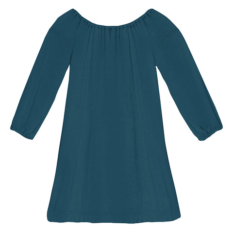 Long Sleeve Peasant Dress in Peacock 4T Long Sleeve Peasant Dress in Peacock 4T