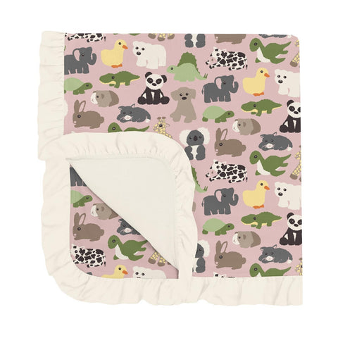Stroller Blanket with Ruffles - Baby Rose Too Many Stuffies