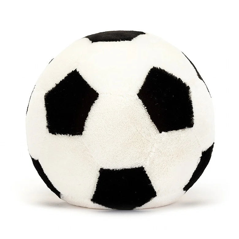 The back view of a stuffed soccer ball