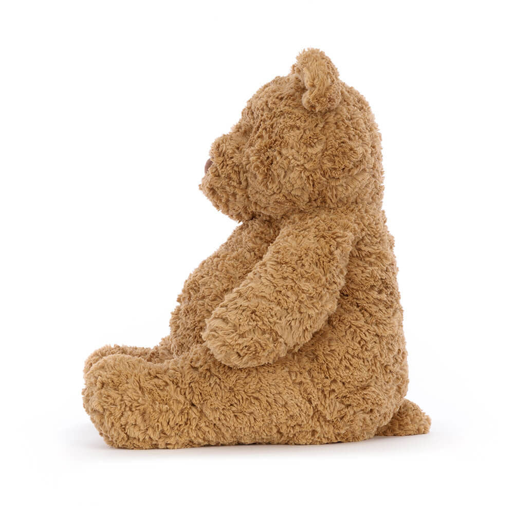 A side view of the same teddy bear