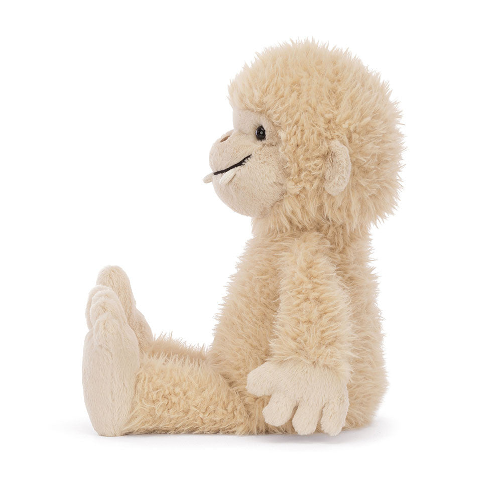 A side view of the stuffed Bigfoot