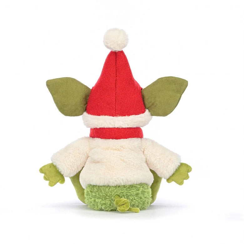 A back view of the stuffed gremlin