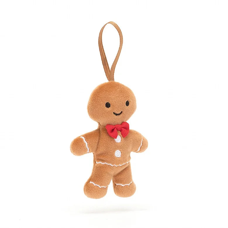 A Christmas ornament in the form of a gingerbread man