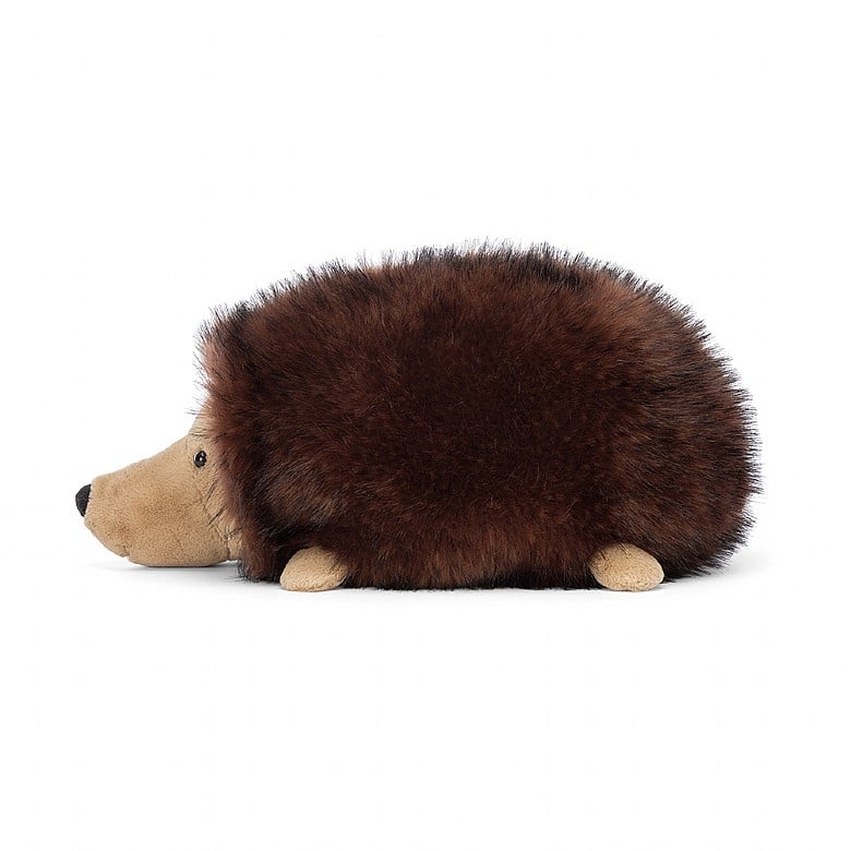 A side view of the stuffed hedgehog