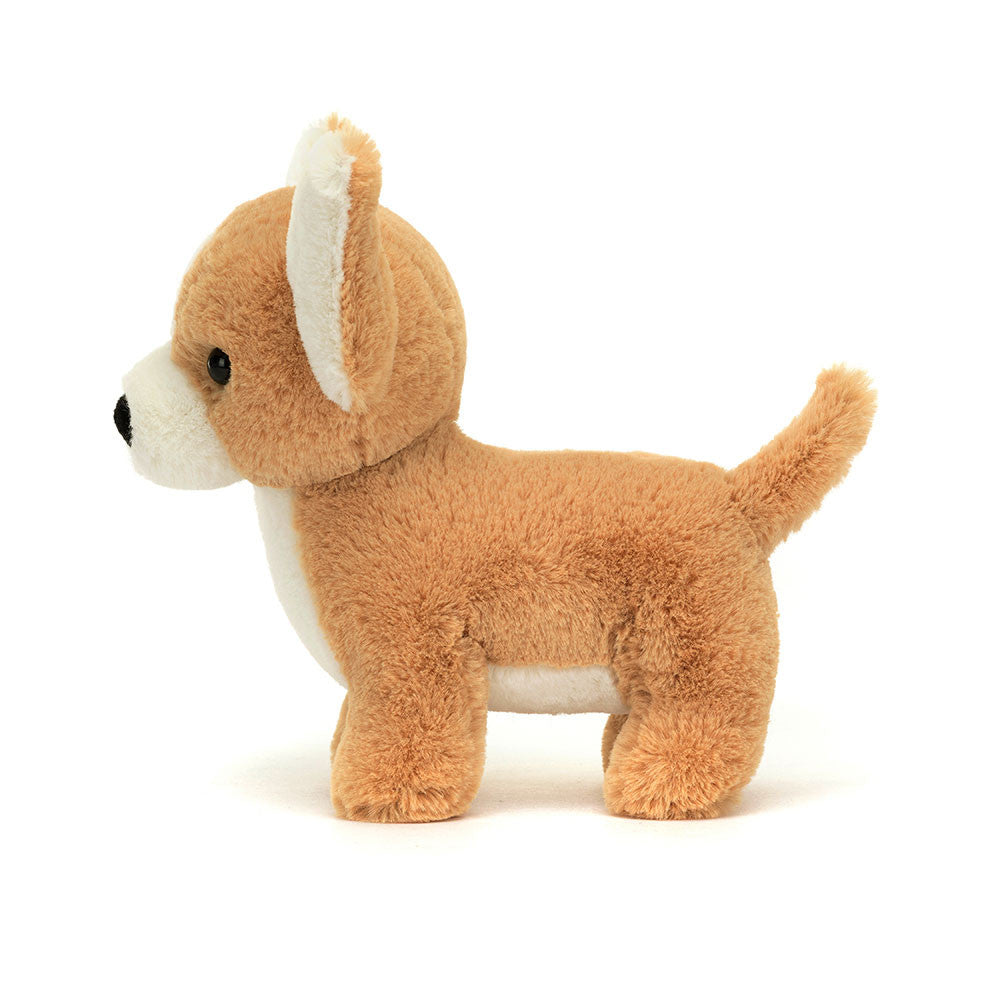 A side view of the stuffed Chihuahua