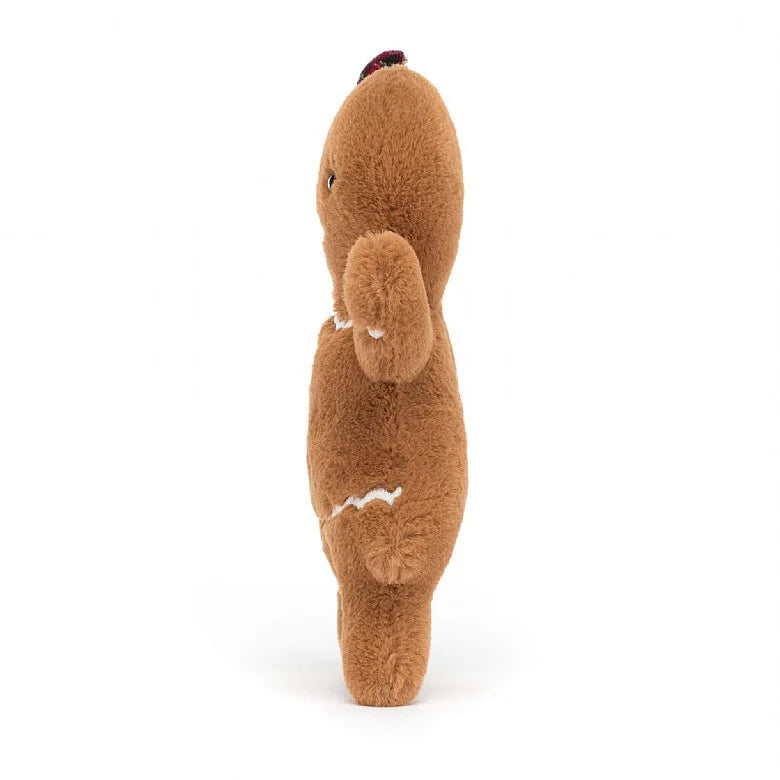 A side view of the stuffed gingerbread lady