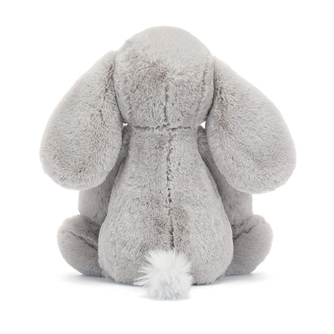 Image shows a back view of the stuffed elephant