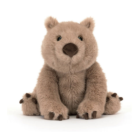 Image shows a front view of the stuffed wombat