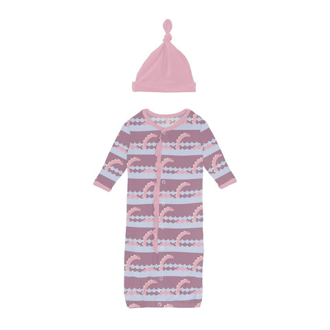 Last One - Size Preemie: Converter Gown with Ruffles & Hat - Pegasus Sea Monster