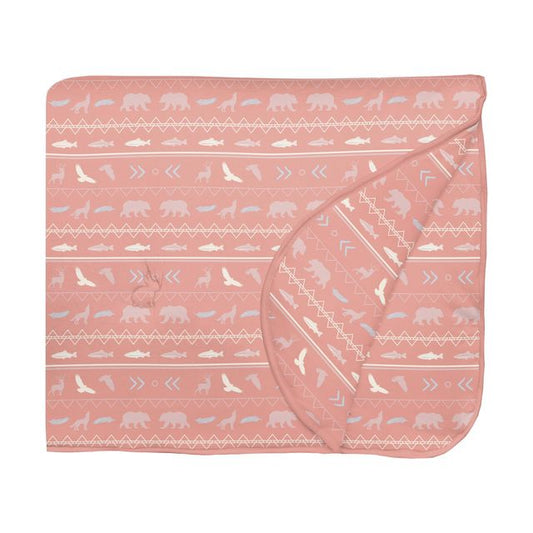Fluffle Throw Blanket with Embroidery - Blush Native Tribal Lore
