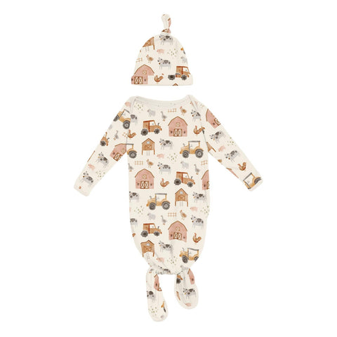 Knotted Layette Gown & Hat Set - Natural Farm Life