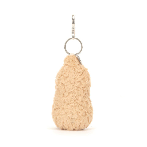 Image shows a back view of the stuffed peanut keychain