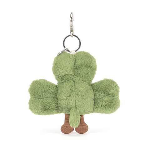 Back view of the plush shamrock keychain