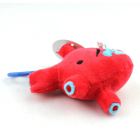 Image shows a side view of the heart plush keychain