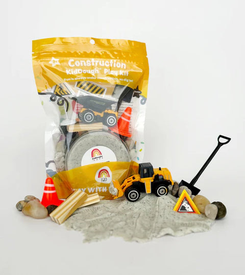 Image shows a construction themed playdough kit with all of its accessories