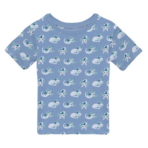 Easy Fit Crew Neck Tee (Short Sleeve) - Dream Blue Axolotl Party