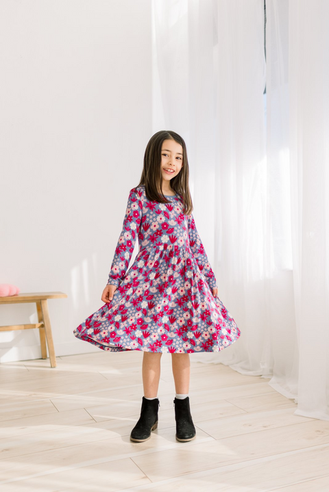 Twirl Dress (Long Sleeve) - Moonlight Picture Day Floral