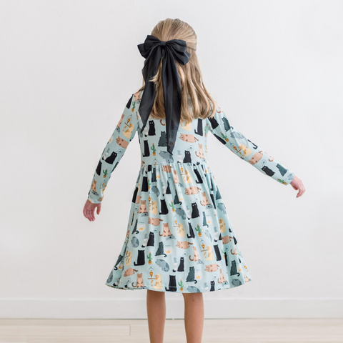Twirl Dress with Pockets (Long Sleeve) - Spring Sky House Cats