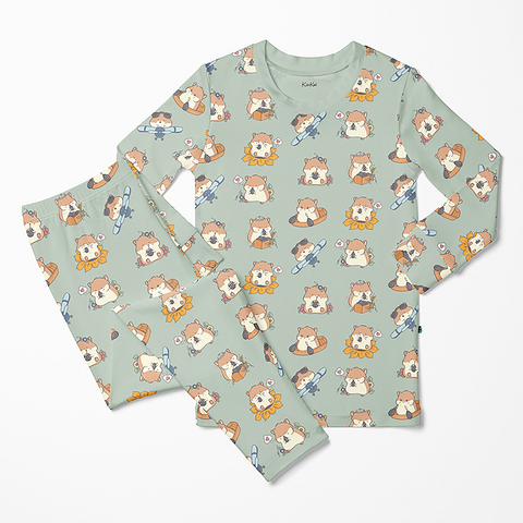 2 Piece Pajamas (Long Sleeve) - Aloe Hamster Antics
