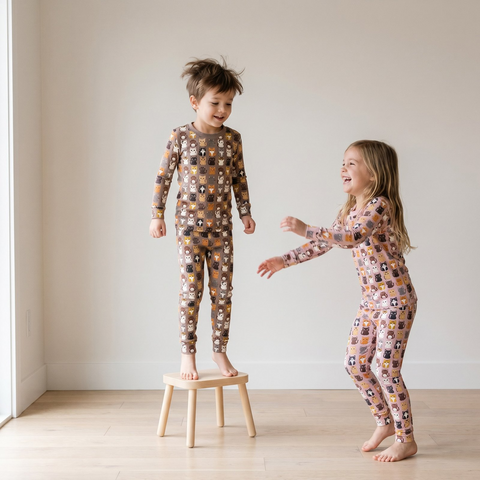 2 Piece Pajamas (Long Sleeve) - Baby Rose Cats