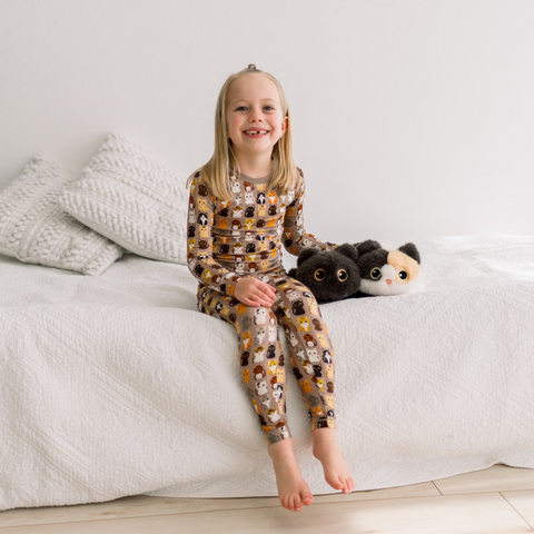 2 Piece Pajamas (Long Sleeve) - Portabella Cats