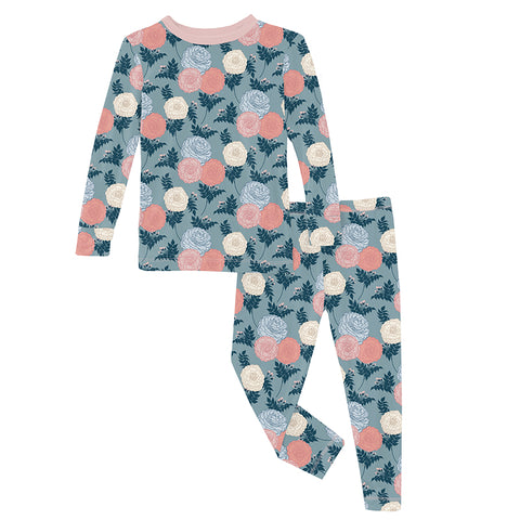 2 Piece Pajama Set (Long Sleeve) - Stormy Sea Enchanted Floral