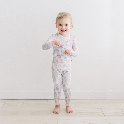 2 Piece Pajama Set (Long Sleeve) - Natural Bubbles