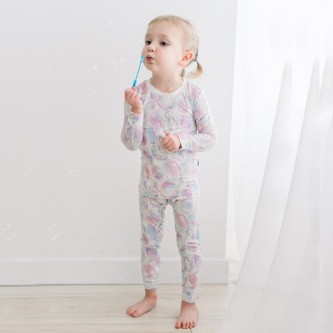 2 Piece Pajama Set (Long Sleeve) - Natural Bubbles