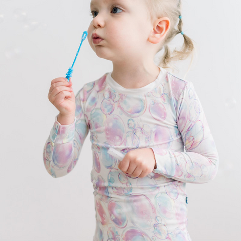 2 Piece Pajama Set (Long Sleeve) - Natural Bubbles