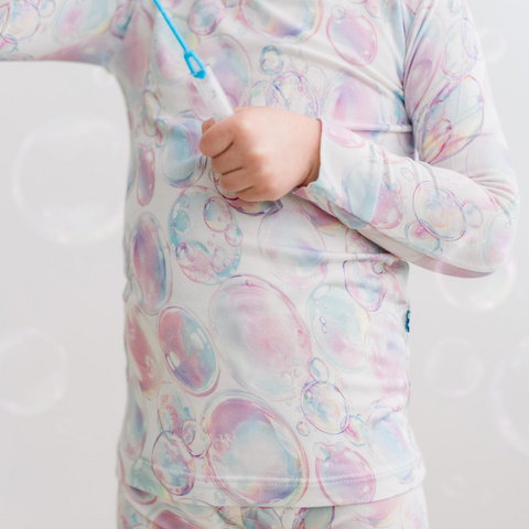 2 Piece Pajama Set (Long Sleeve) - Natural Bubbles