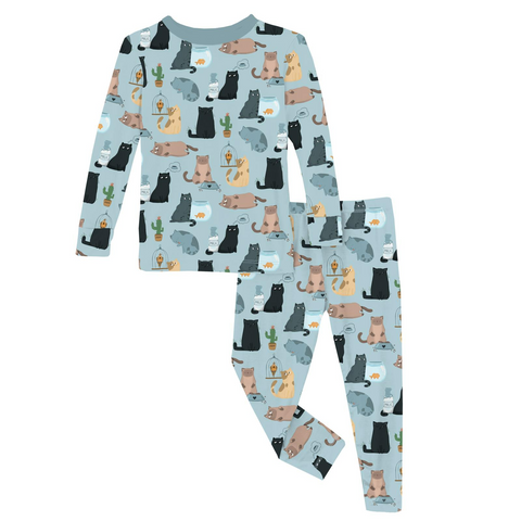 2 Piece Pajama Set (Long Sleeve) - Spring Sky House Cats