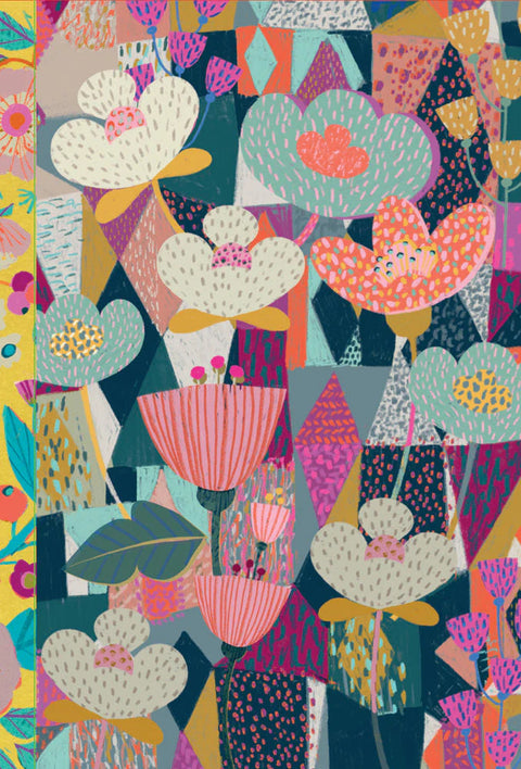 Image shows a journal cover with colorful abstract flowers