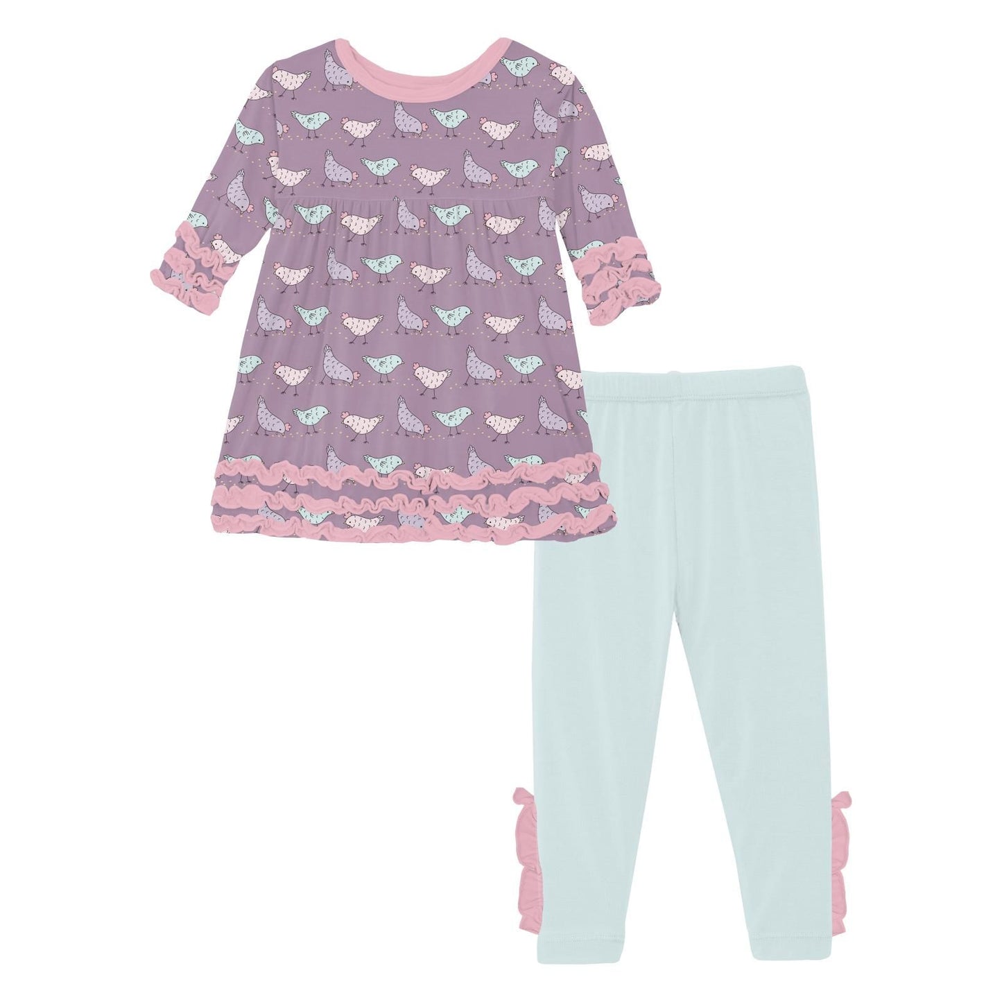 Babydoll Outfit Set - Lavender Chickens