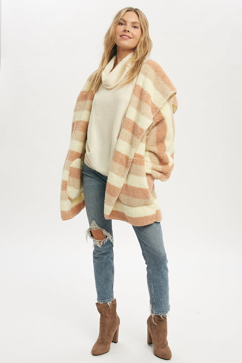 Hoodie - Multicolor Stripe Rose/Cream