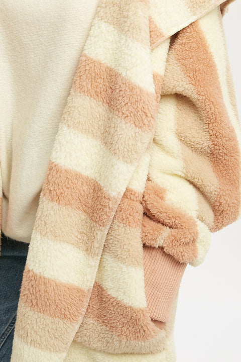 Hoodie - Multicolor Stripe Rose/Cream