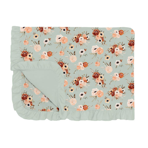 Toddler Blanket with Ruffles - Aloe Fall Floral