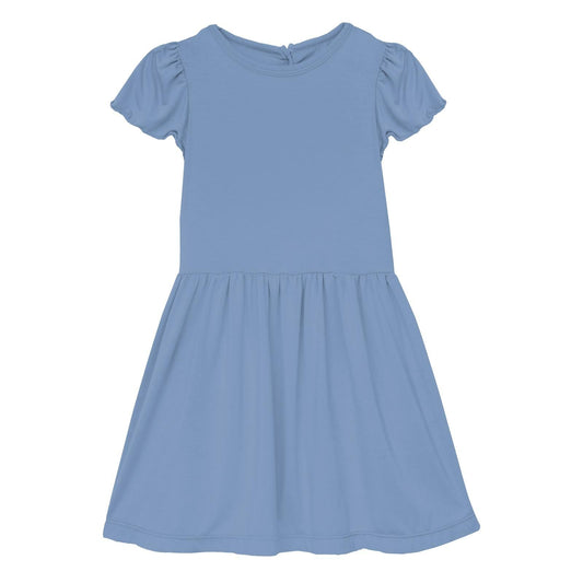 Flutter Sleeve Twirl Dress with Pockets - Dream Blue